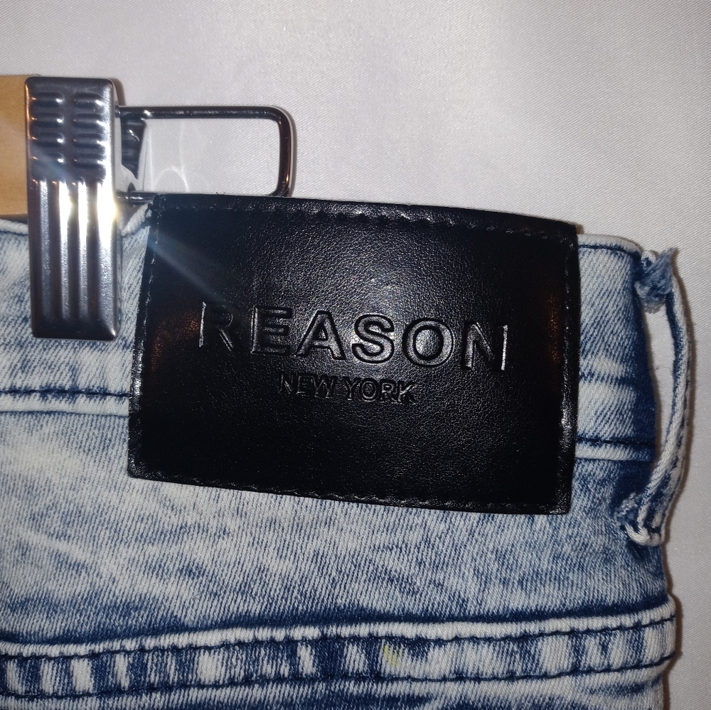 Reason Men's Skinny Jeans - Blue with Multicolor Accents - Picture 2 of 6